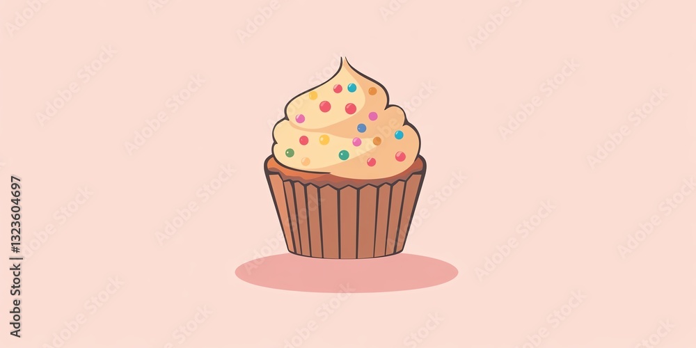 Sweet Cupcake Topped With Colorful Sprinkles on a Pastel Background for Dessert Lovers Sweet Cupcake Topped With Colorful Sprinkles on a Pastel Background for Dessert Lovers
