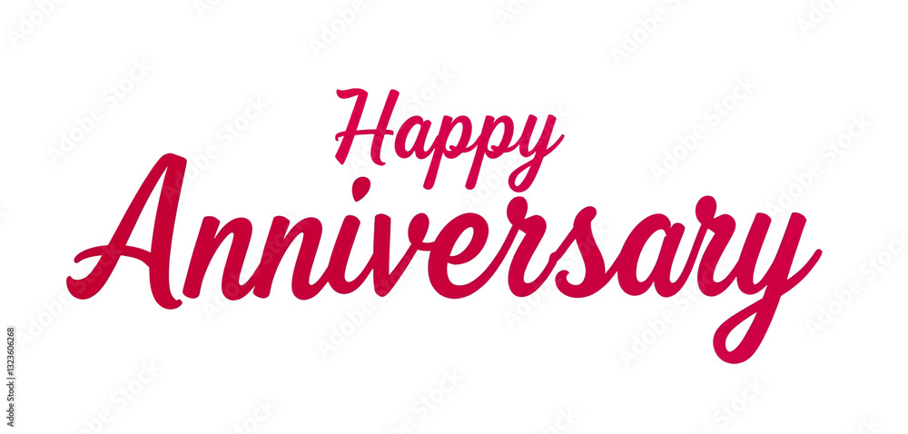 Happy Anniversary Text in Pink Script, transparent background