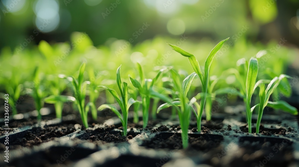 Seedlings sprouting sunlight garden growth Seedlings sprouting sunlight garden growth