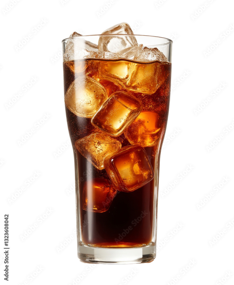 Iced Dark Soda in a Glass with transparent background Iced Dark Soda in a Glass with transparent background