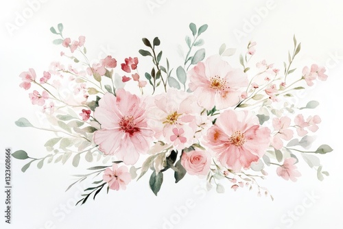 Wallpaper Mural Delicate watercolor illustration showcasing gentle pink tones on a crisp white canvas, ideal for wedding themes and diverse artistic endeavors Torontodigital.ca