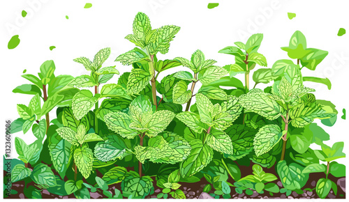 Fresh peppermint plant, garden herbs, mint, aromatic herb, green leaves, healthy plant, home garden, peppermint leaves, organic garden, natural herbs, garden mint