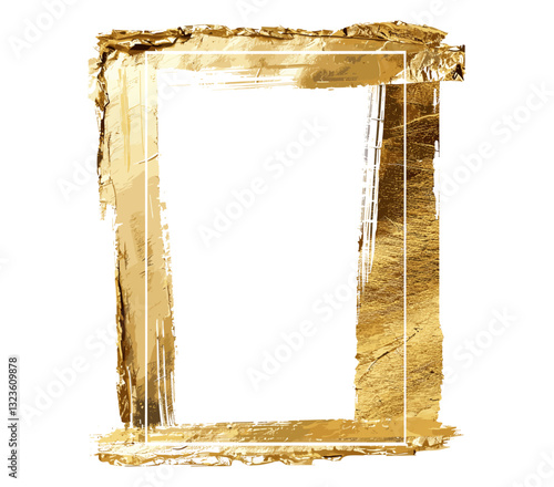 Elegant gold foil frame, vector texture with transparent background, shiny foil design, high-end decor, golden frame texture, luxury texture, transparent gold foil, modern frame texture.