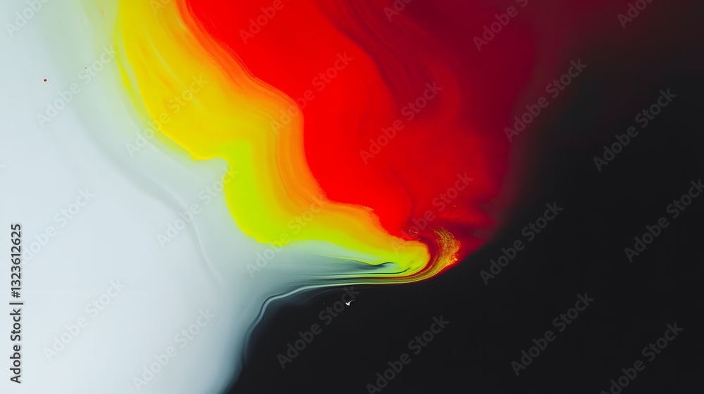 Naklejka premium Vibrant multicolored fluid art composed with contrasting white and black