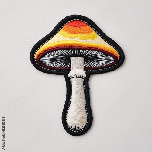 Embroidered Mushroom Patch or , Iron-on or Sew-on Fabric Badge, Realistic Fungi Embroidery Design for Fine Craftsmanship, Decoration, and More