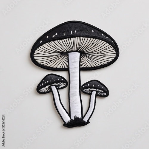 Embroidered Mushroom Patch or , Iron-on or Sew-on Fabric Badge, Realistic Fungi Embroidery Design for Fine Craftsmanship, Decoration, and More