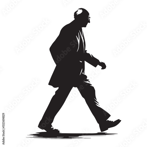 Noble Walking Oldman silhouette, walking with patience and dignity - Oldman illustration - Minimalist Walking Oldman vector - Wise elder
