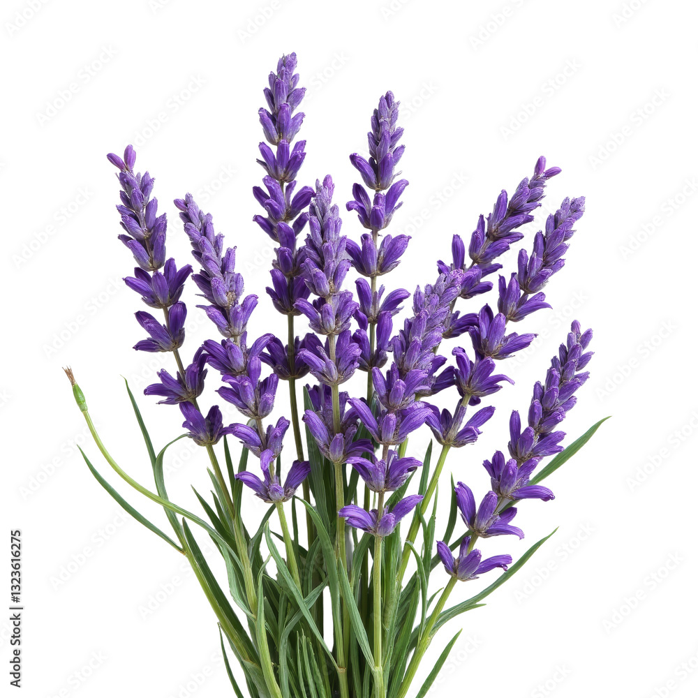 Obraz premium Purple Lavender Flowers with Green Stems and transparent background