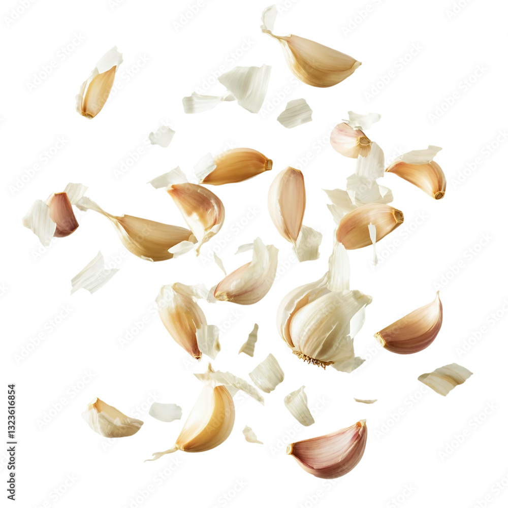 Flying garlic cloves cut out Flying garlic cloves cut out