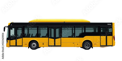Obraz na płótnie Side view of a yellow and black city bus with transparent background w salonie