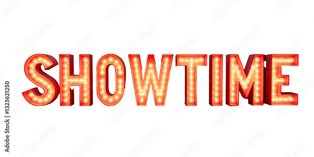 Showtime Sign with Light Bulbs, transparent background