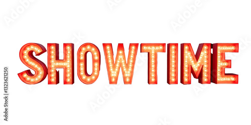 Obraz na płótnie Showtime Sign with Light Bulbs, transparent background w salonie