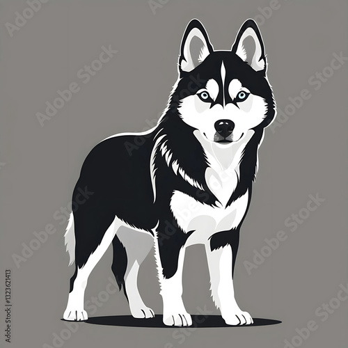 Siberian Husky Silhouette, Vector illustration