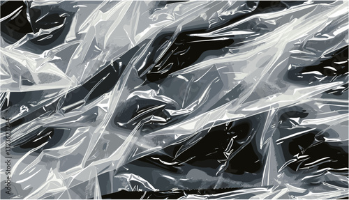 Plastic film wrap overlay texture, transparent vector design, seamless background, smooth surface texture, clear plastic film, high-quality texture, clean design, modern background.