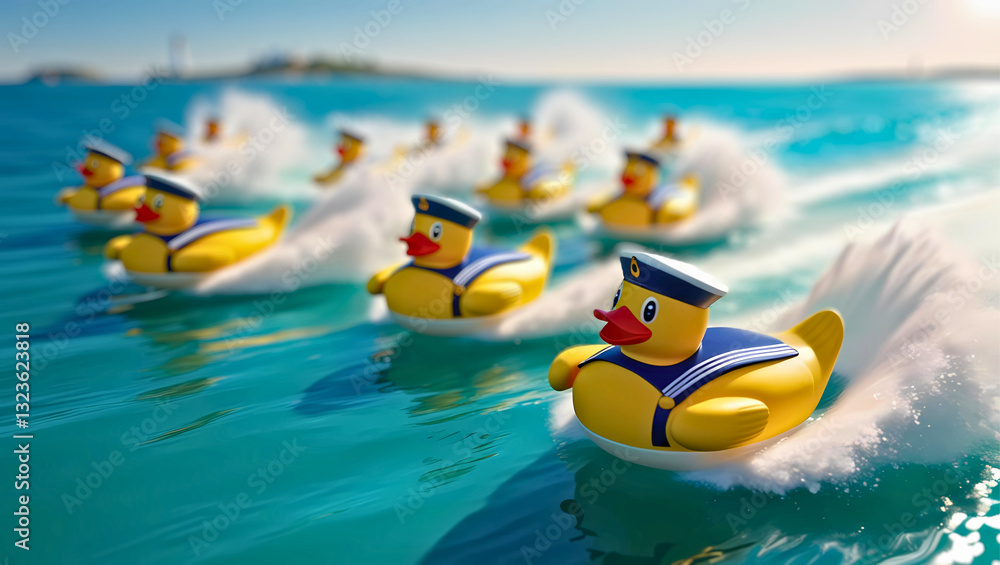 Obraz premium アクアブルーの海とラバーダック