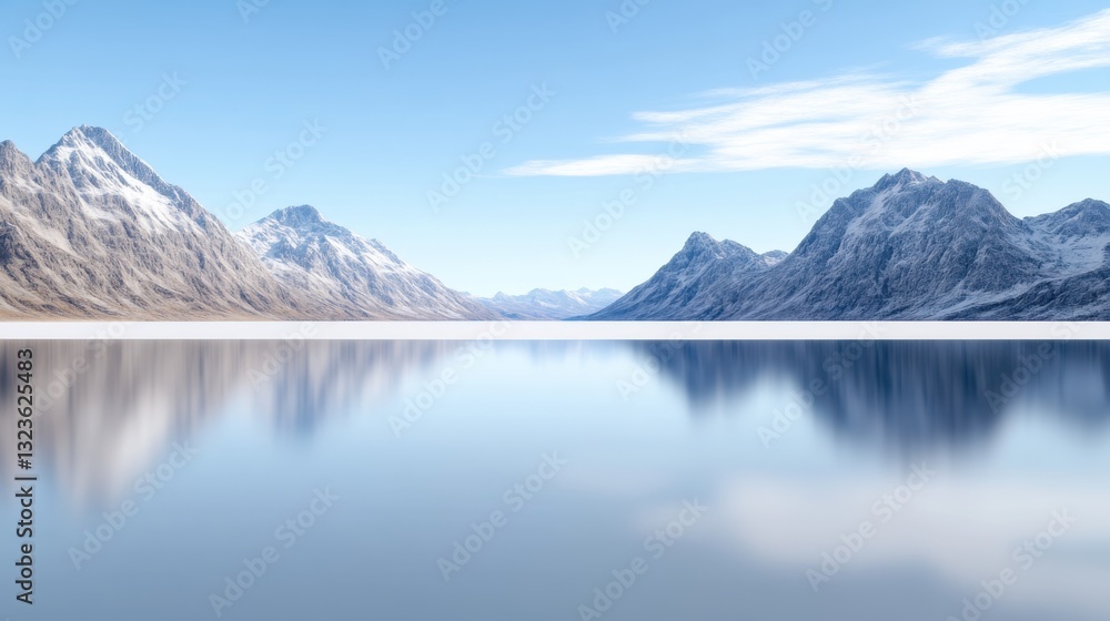 Tranquil mountain lake with clear reflections and serene blue sky in a picturesque natural setting. Tranquil mountain lake with clear reflections and serene blue sky in a picturesque natural setting.