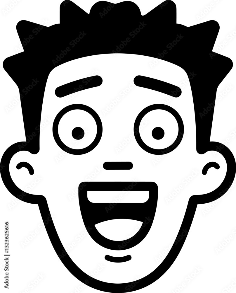 Exuberant Joy: A Cartoon Face Radiating Happiness and Comic Delight in a Simple Vector Portrait Exuberant Joy: A Cartoon Face Radiating Happiness and Comic Delight in a Simple Vector Portrait