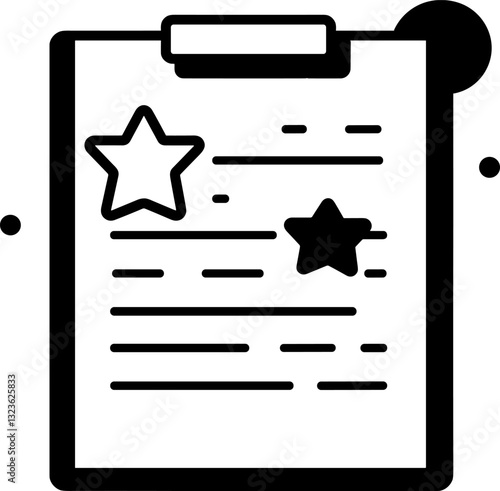 Checklist with Stars: A Concise Business Icon for Task Management and Data Tracking