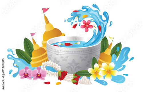 Songkran festival and Thai cultural symbols.