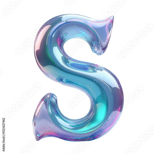 Transparent Letter S with Iridescent Texture