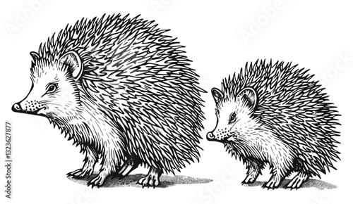 Canvas Print Vintage hedgehog illustration vector, isolated wild pet sketch, line art engravi