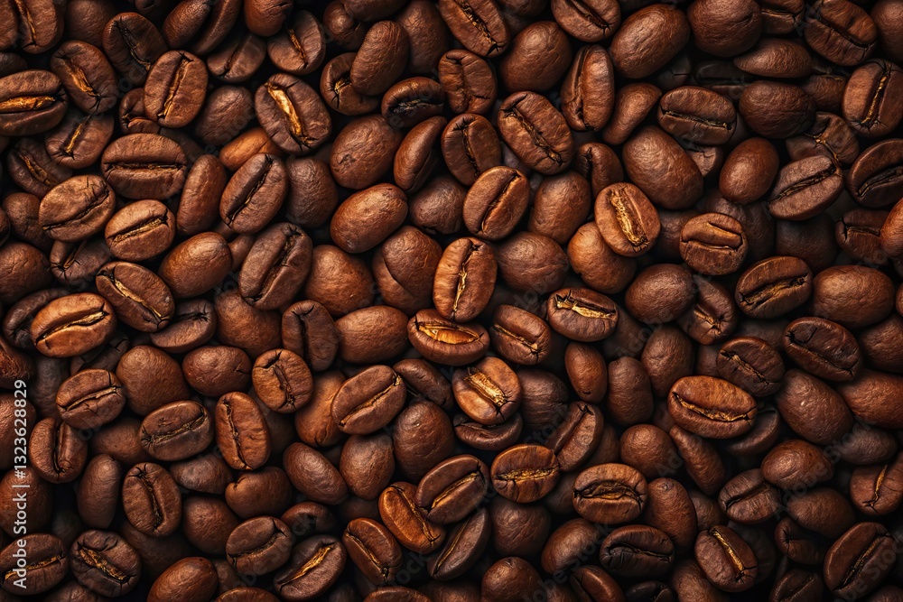 Naklejka premium Rich arabica coffee beans showcase their unique qualities in a vibrant background