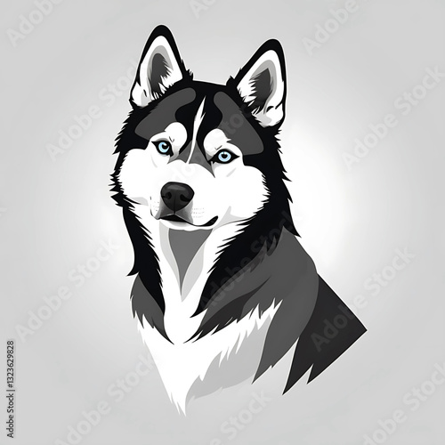 Siberian Husky Silhouette, Vector illustration