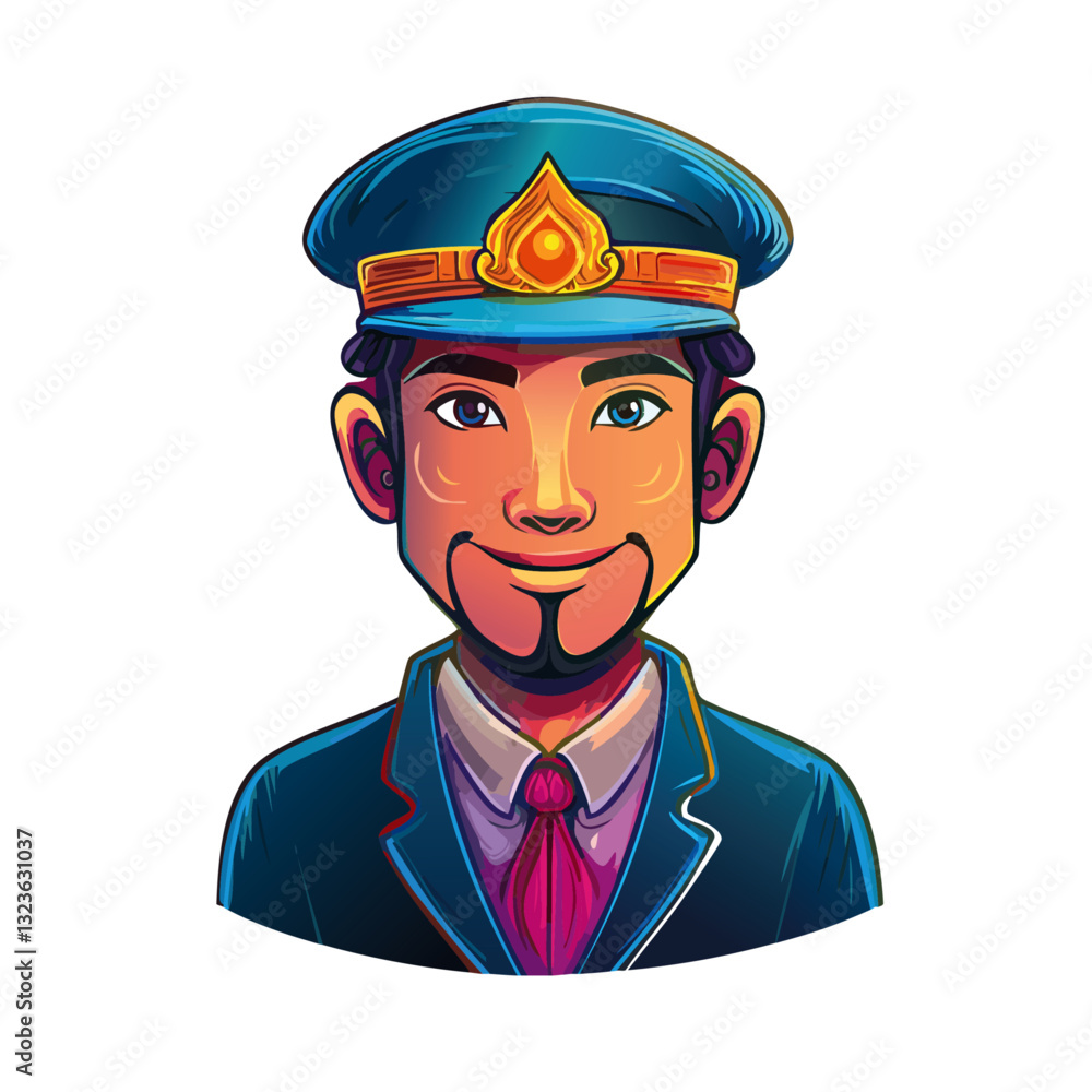 Train conductor cartoon vector icon design