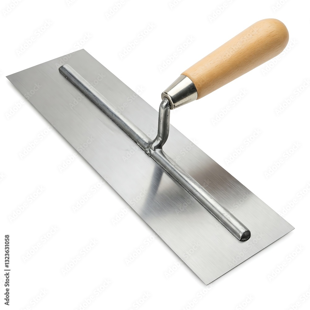 Metal plastering trowel with wooden handle isolated on white background Metal plastering trowel with wooden handle isolated on white background