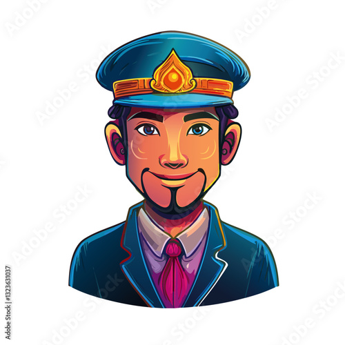 Obraz na płótnie Train conductor cartoon vector icon design w salonie