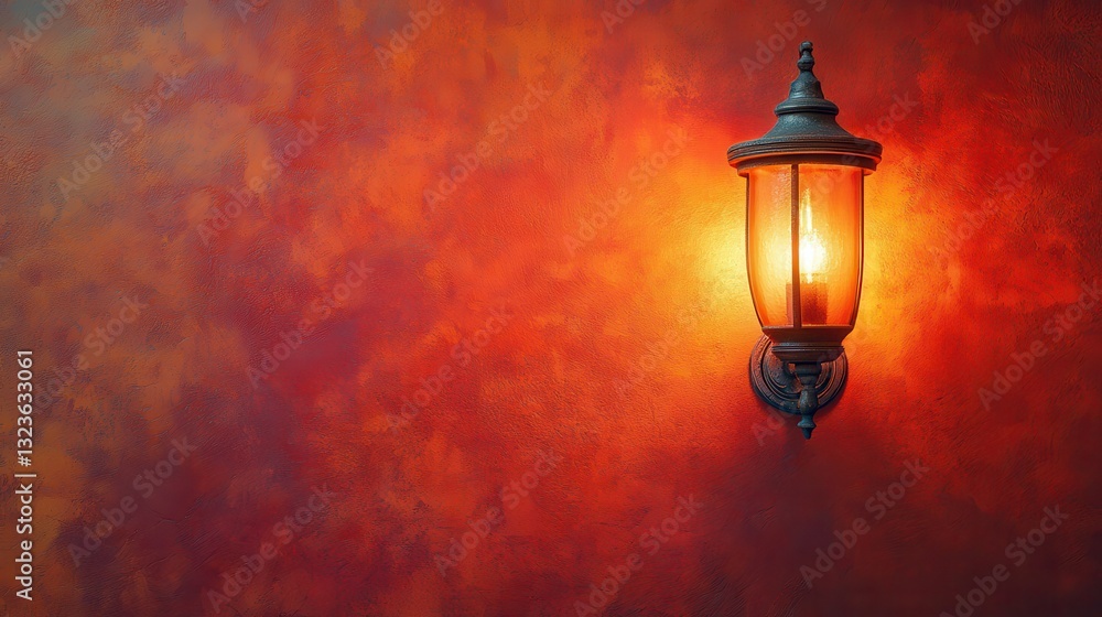 As twilight paints the sky in hues of orange and purple, a soft, diffused light bathes a textured orange wall, casting subtle shadows and highlighting the intricate details of the plasterwork. A As twilight paints the sky in hues of orange and purple, a soft, diffused light bathes a textured orange wall, casting subtle shadows and highlighting the intricate details of the plasterwork. A