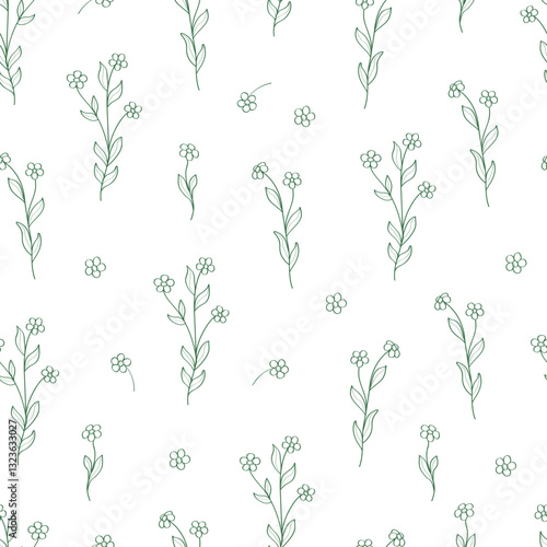 Wallpaper Mural Seamless pattern of wildflowers. Natural background from sketches of plants. Torontodigital.ca