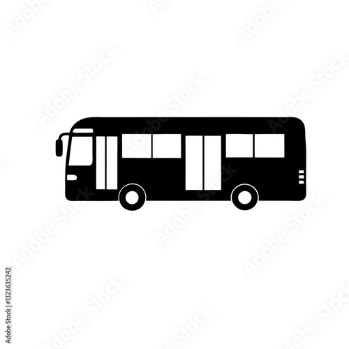 A simple, black and white illustration of a bus