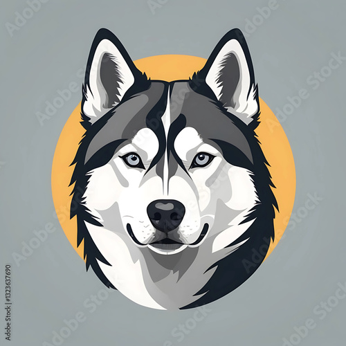 Siberian Husky Silhouette, Vector illustration