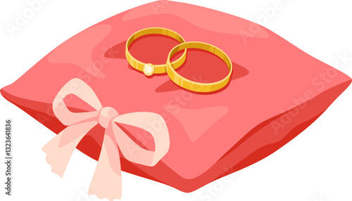 Golden Rings on Pink Cushion