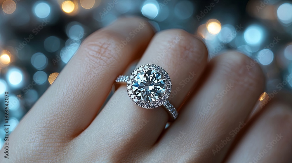 A woman's ring finger adorned with luxurious diamonds, ideal for business backgrounds, posters, wallpapers, banners, greeting cards, and brand advertisements A woman's ring finger adorned with luxurious diamonds, ideal for business backgrounds, posters, wallpapers, banners, greeting cards, and brand advertisements