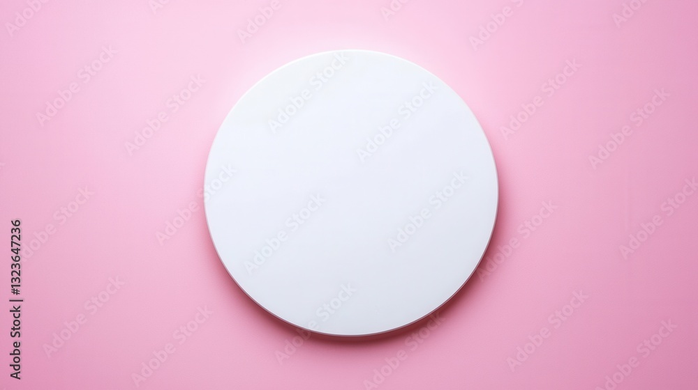 Simple Round White Plate on Soft Pink Background for Minimalist Design Simple Round White Plate on Soft Pink Background for Minimalist Design