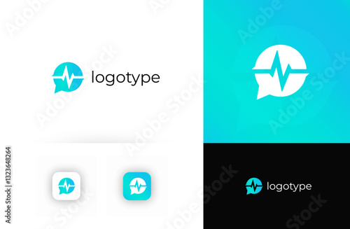 Telemedicine logo with medical cross, symbolizing digital healthcare and online consultations. Suitable for telehealth, virtual clinics, online pharmacies, healthcare apps. Vector logo concept