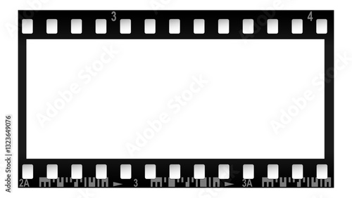 Old film camera tape on a transparent background. An old frame from a retro movie. Vector illustration