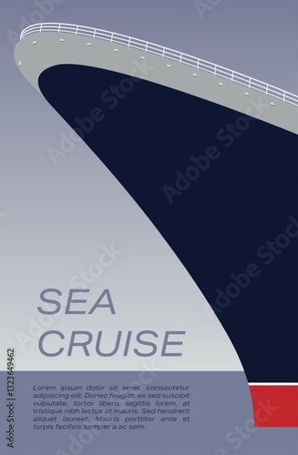 Advertising poster of sea cruises. Vector illustration. Sketch for creativity.