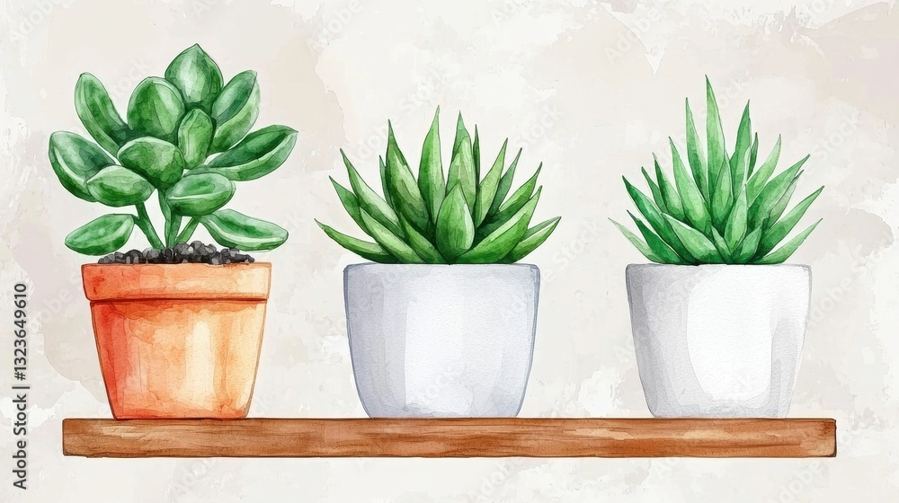 Three Beautiful Succulent Plants in Modern Ceramic Pots Three Beautiful Succulent Plants in Modern Ceramic Pots