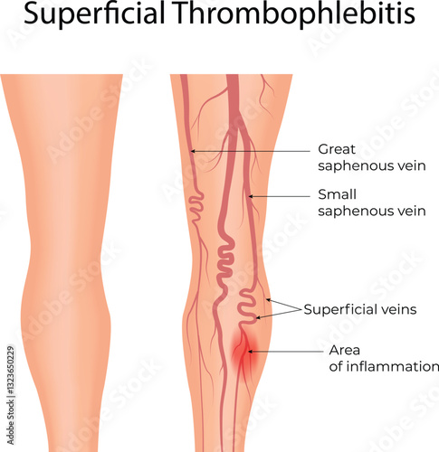 Foto Superficial Thrombophlebitis A Medical Illustration of Vein Inflammation in the