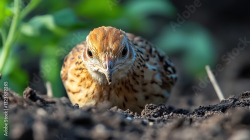 A solitary hen, its beady eyes focused on a crumb-laden ground, pecks at the dirt, its tiny beak a testament to nature s resilience.