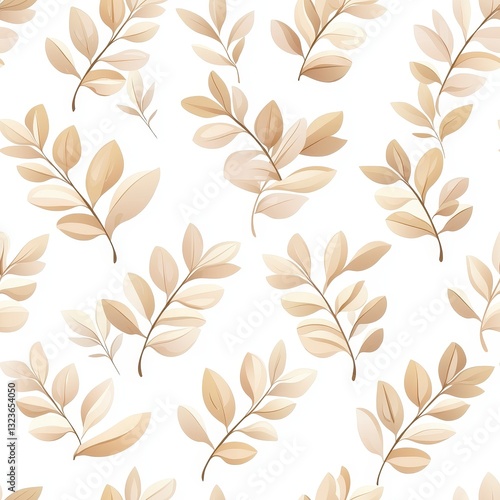 Elegant Beige Leaves Seamless Pattern Delicate Floral Background Design for Textile and Creative Projects