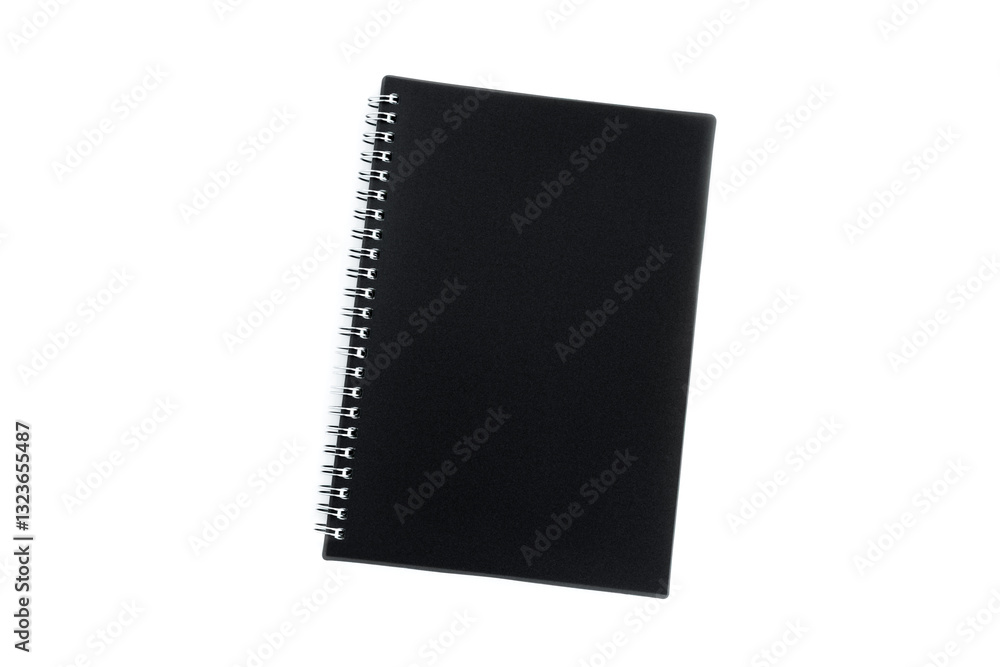 Black spiral notebook isolated on white background, Blank notebook Black spiral notebook isolated on white background, Blank notebook