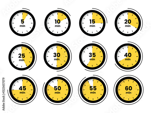 Timer, stopwatch icon set