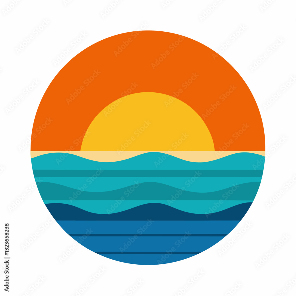 Sunset or sunrise in the ocean, natural landscape on white background. Sunset or sunrise in the ocean, natural landscape on white background.