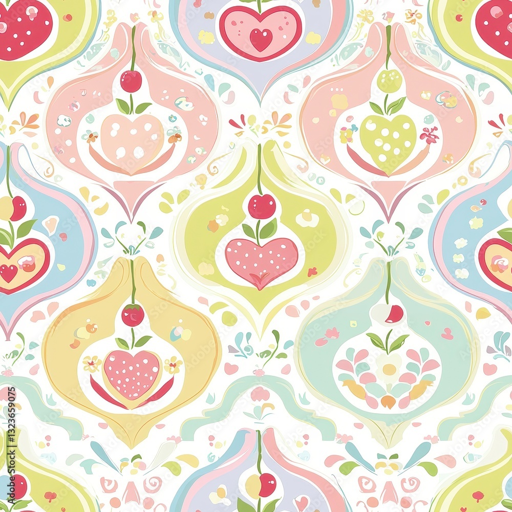 seamless, pattern, Whimsical Hearts and Cherries Pattern Fun and Playful Design for Creative Projects and Artful Decor seamless, pattern, Whimsical Hearts and Cherries Pattern Fun and Playful Design for Creative Projects and Artful Decor