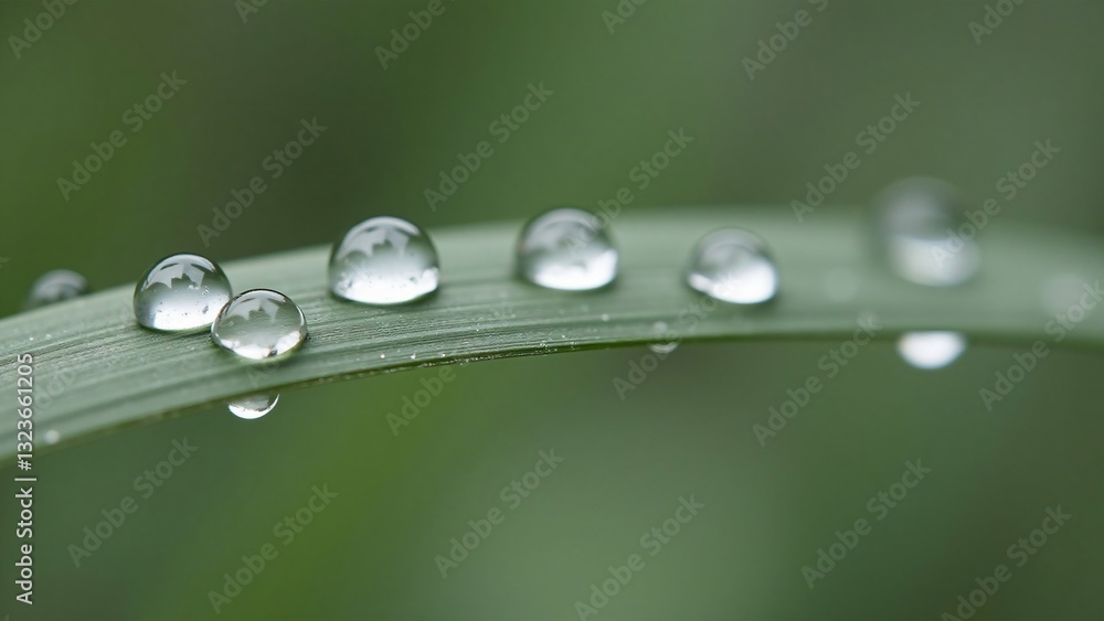 Dewdrops on a Blade of Grass - Macro Photography of Nature's Beauty Dewdrops on a Blade of Grass - Macro Photography of Nature's Beauty