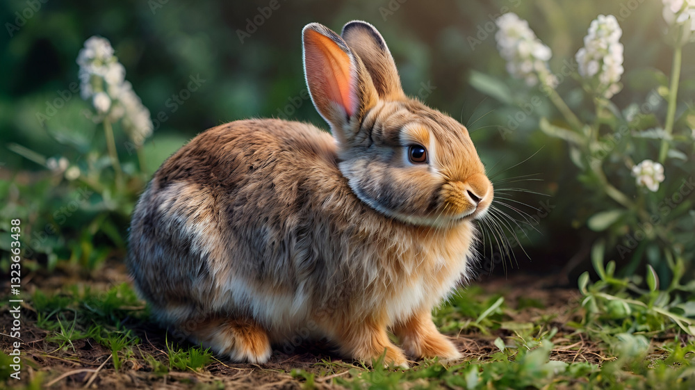 rabbit in the grass, Cute little rabbit animal illustration vector design rabbit in the grass, Cute little rabbit animal illustration vector design